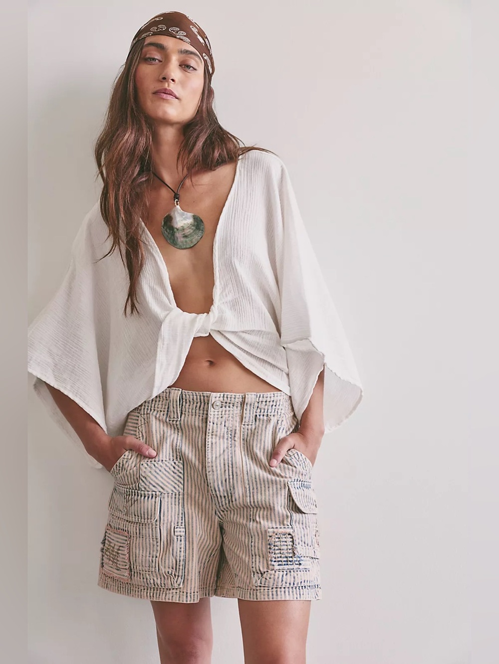 NWT FREE PEOPLE WE THE FREE Day Dreamer Railroad Cargo Shorts | Desert Bush $178